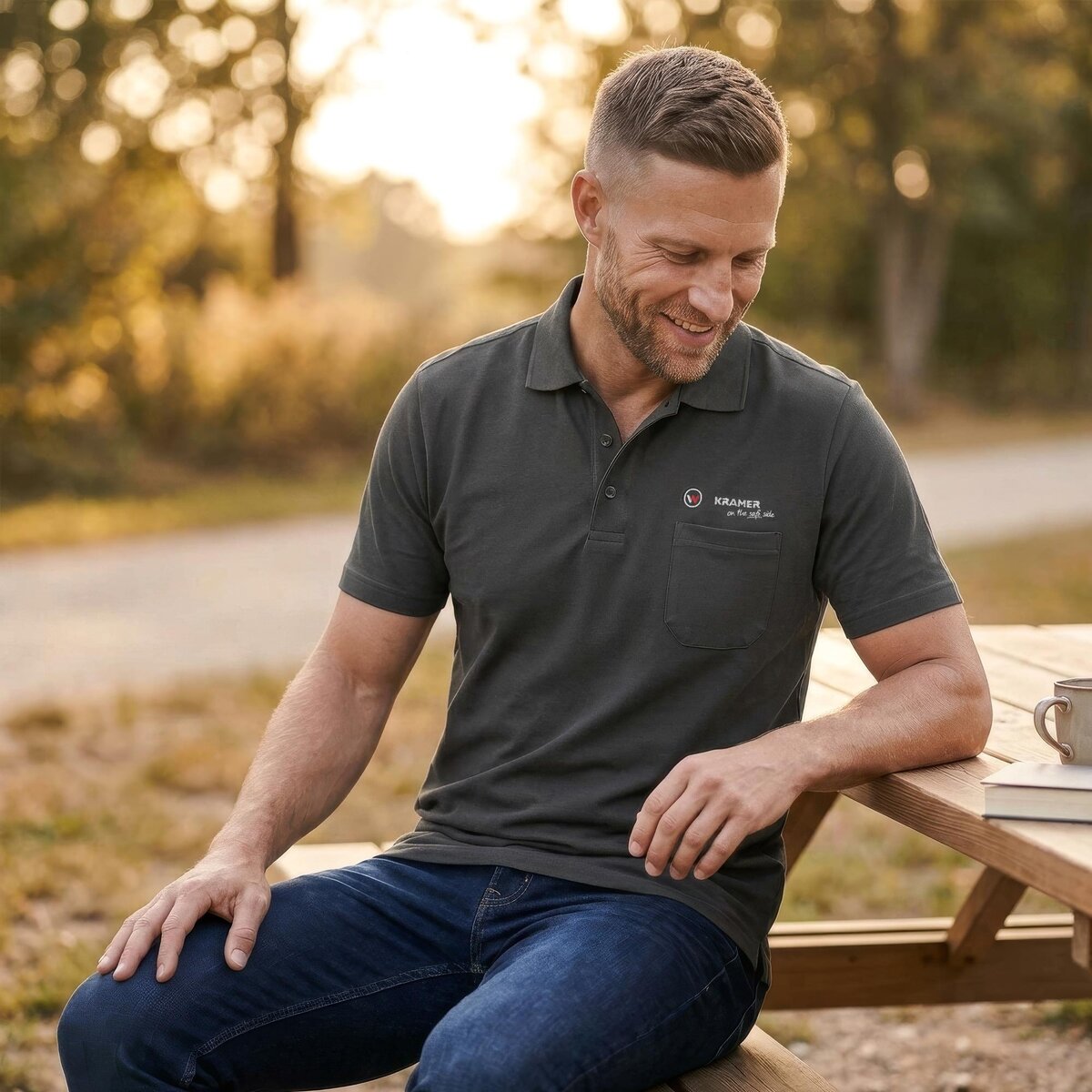 Polo-Shirt Herren kurzarm grau