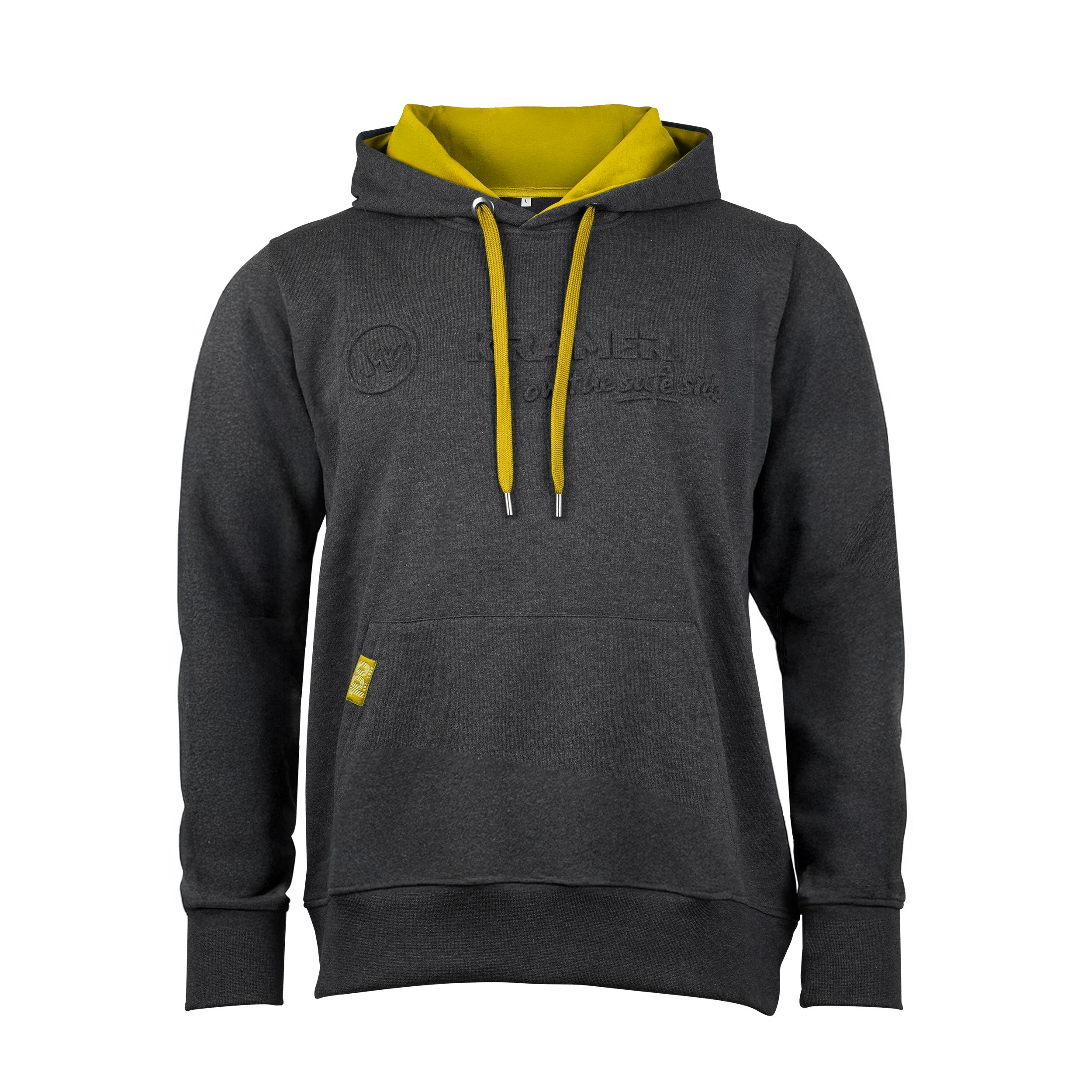 Hoodie antharzit gelbe Kapuze Gr. M Kramer